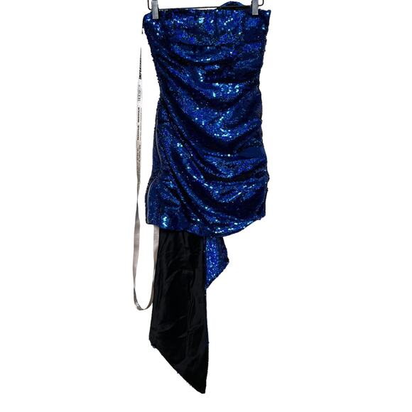 NWT House of CB LONDON GISELE COBALT SEQUIN STRAPLESS MINI DRESS XS - Picture 5 of 9